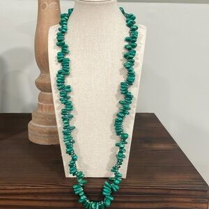 Vintage Indian teal dyed corn suede necklace